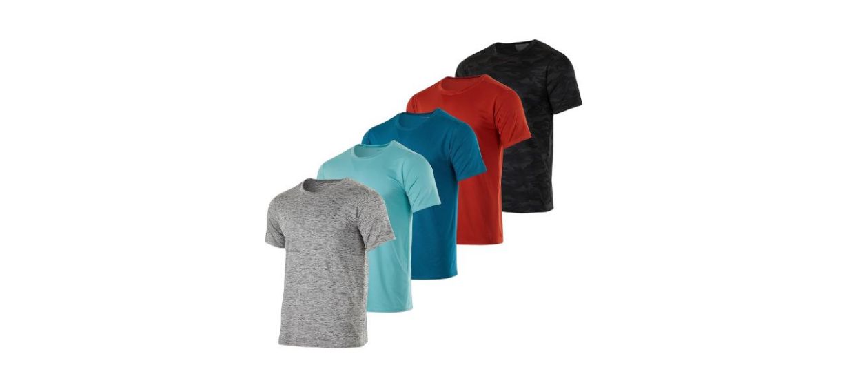 Real Essentials Men’s Short Sleeve Dry Fit T-Shirt 5-Pack