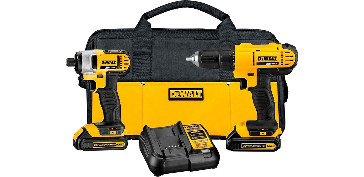 DEWALT 20V MAX Cordless Drill and Impact Driver on white background