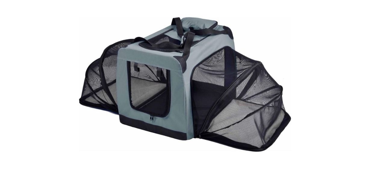 Pet Life 'Hounda Accordion' Metal Framed Collapsible Expandable Pet Dog Crate on white background