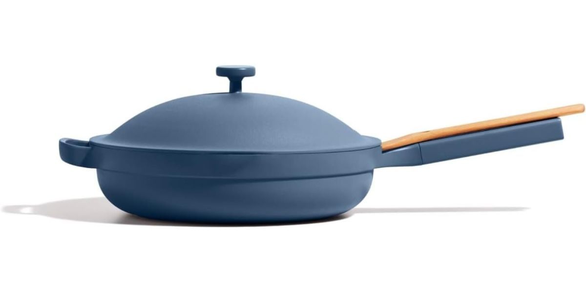 our place always pan in blue on white background