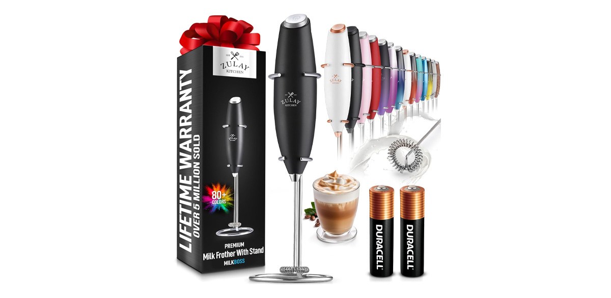 Zulay Kitchen Powerful Milk Frother Wand on white background