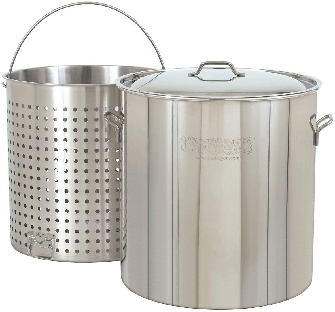 Bayou Classic All-Purpose Aluminum Stockpot with Steam and Boil Basket