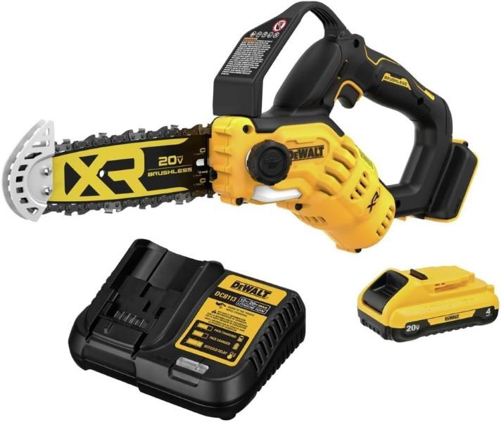 DEWALT DCCS623BDCB240C-BNDL 20V MAX Brushless Lithium-Ion 8 in. Cordless Pruning Chainsaw