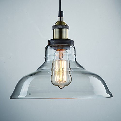 CLAXY Ecopower Industrial Edison 1-Light Pendant Glass Hanging Light