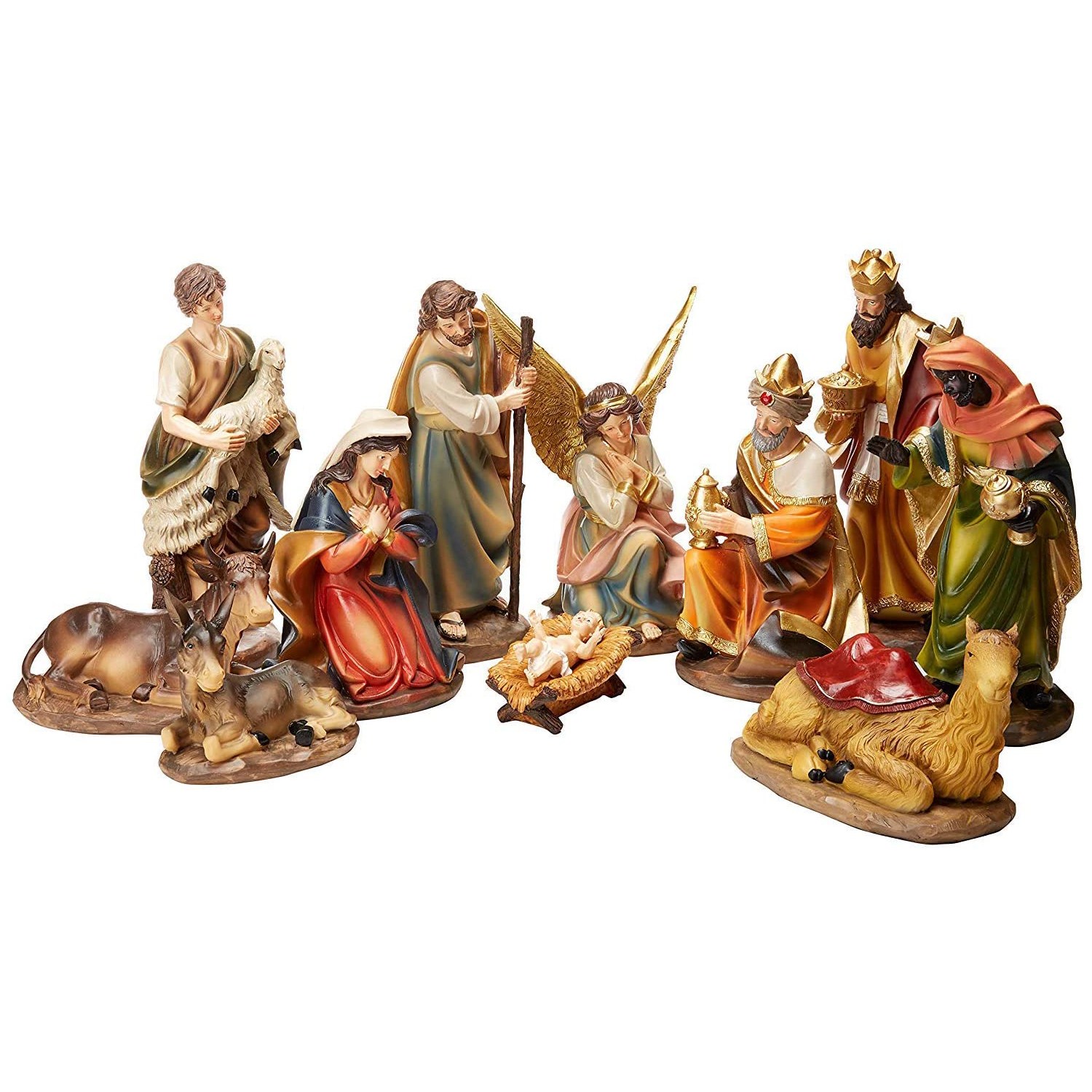 Faithful Treasure Store 11-Piece Set of Large Christmas Nativity Scene Figurines