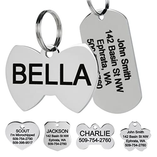 GoTags Personalized Stainless Steel ID Tag, Bow Tie