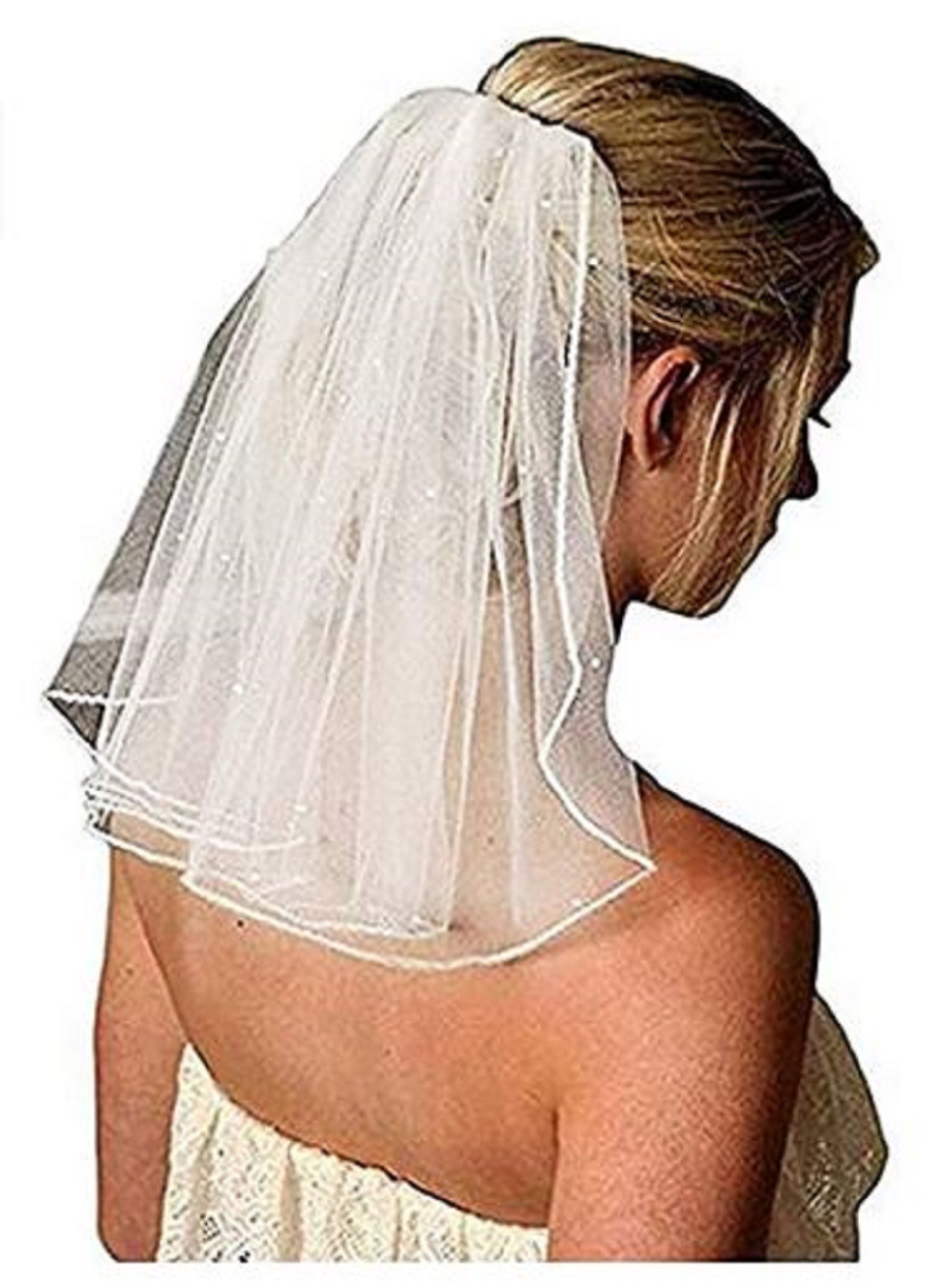 Nanchor Short Veil With Rhinestones and Comb